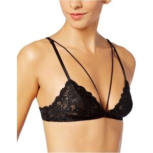 Free People Black Lace Front Strap Bralette